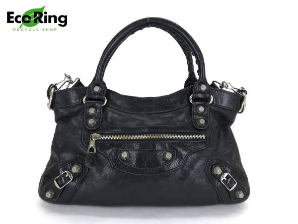 1円 バレンシアガ ザ・ファースト 2WAY ハンドバッグ ショルダーバッグ ブラック DE549