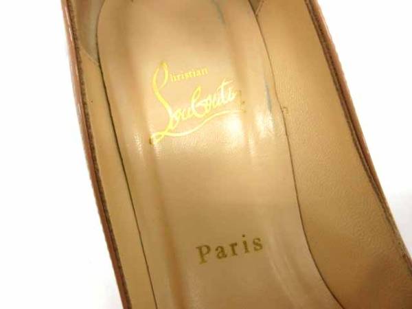 クリスチャンルブタン Christian louboutin パンプス ラウンドトゥ エナメル べージュ 37.5 /☆Q28