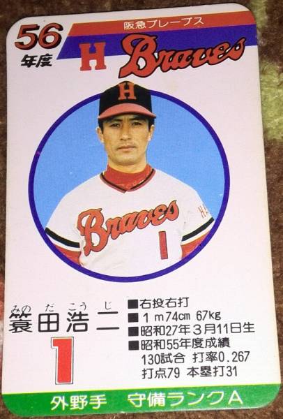 【蓑田浩二/阪急】カルビー1985 金枠レアNo.462 タカラプロ野球カード昭和56年度 阪急ブレーブス 蓑田浩二(シングル