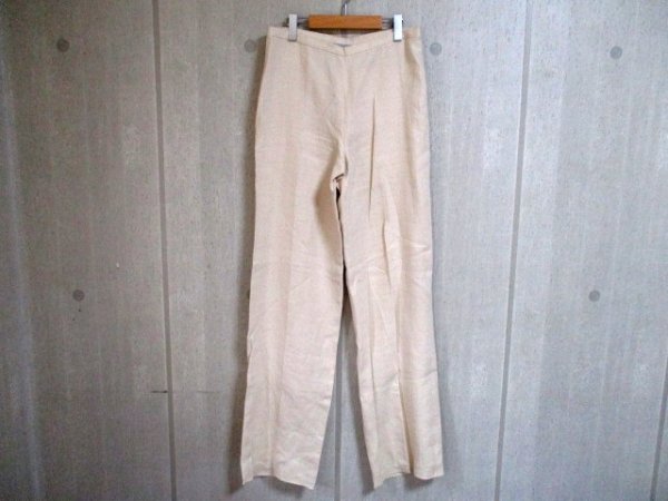 a302　イタリア製　MaxMara　マックスマーラ　麻100%ワイドパンツ　リネン　サイズ44　ベージュ系　5
