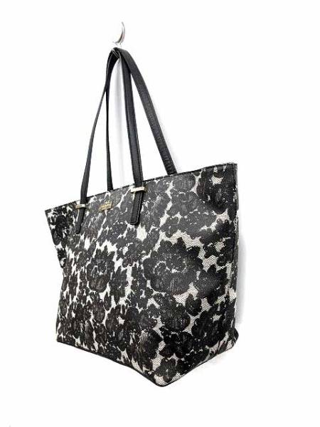 ケイトスペード KATE SPADE トートバッグ 花柄 PVCレザー 黒 /☆Q22 