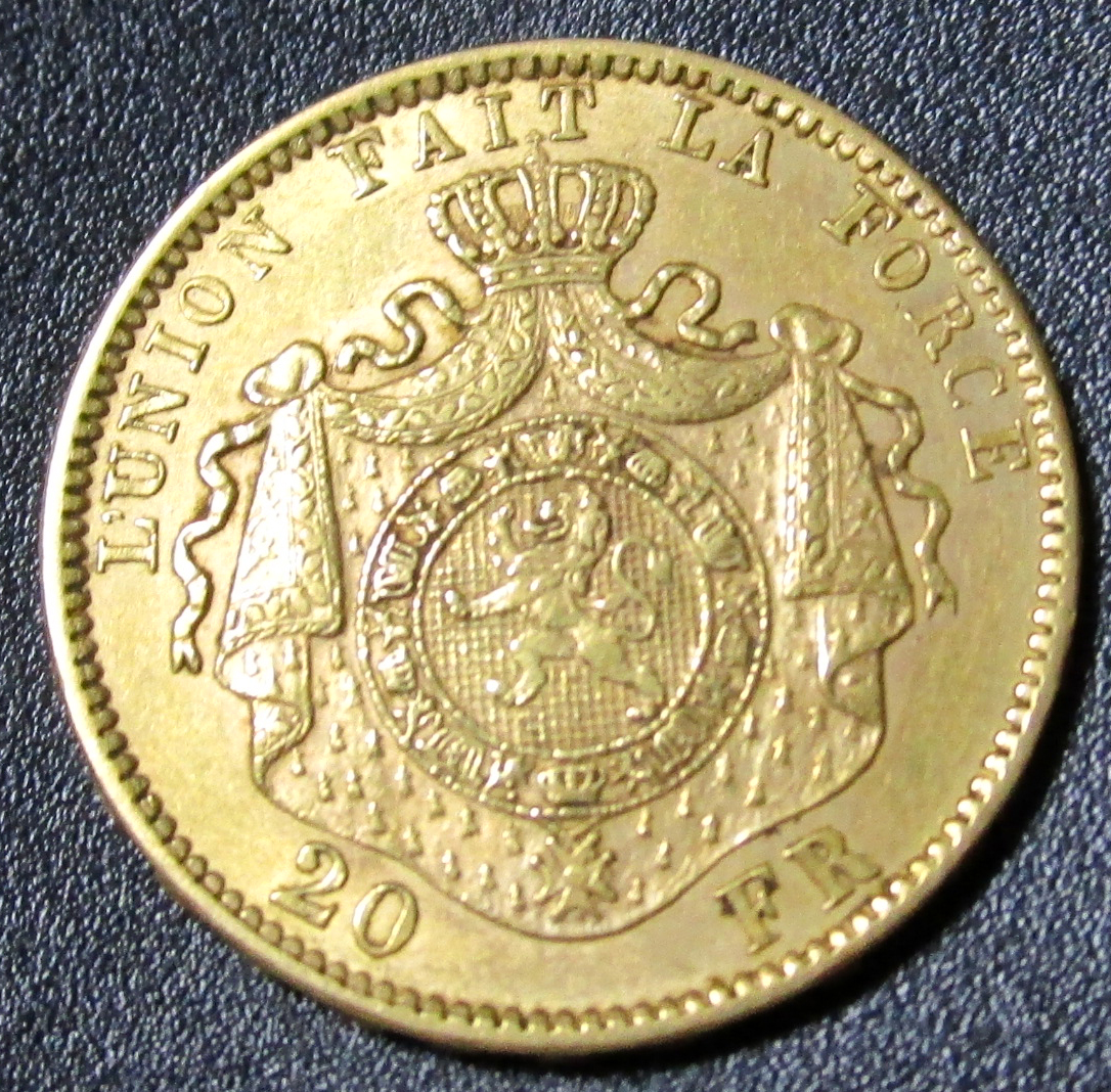 ベルギー レオポルド2世 PCGS 20フラン 金貨 20フラン金貨 最高 1875年