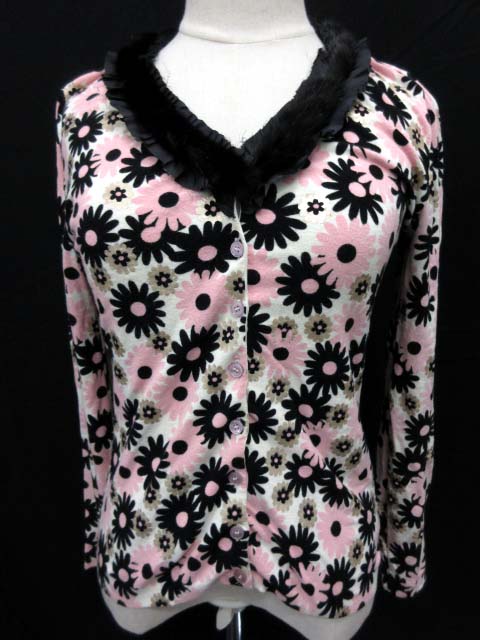 ブルマリン Blumarine カーディガン ニット 花柄 ファー付き D36