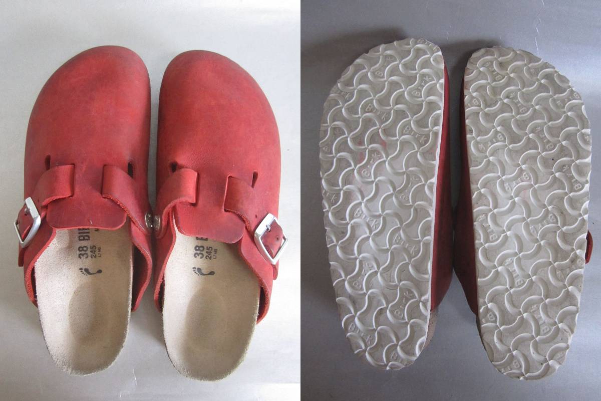 B-6◎BIRKENSTOCK ビルケンシュトック ボストン BOSTON 24.5cm 38 赤◎