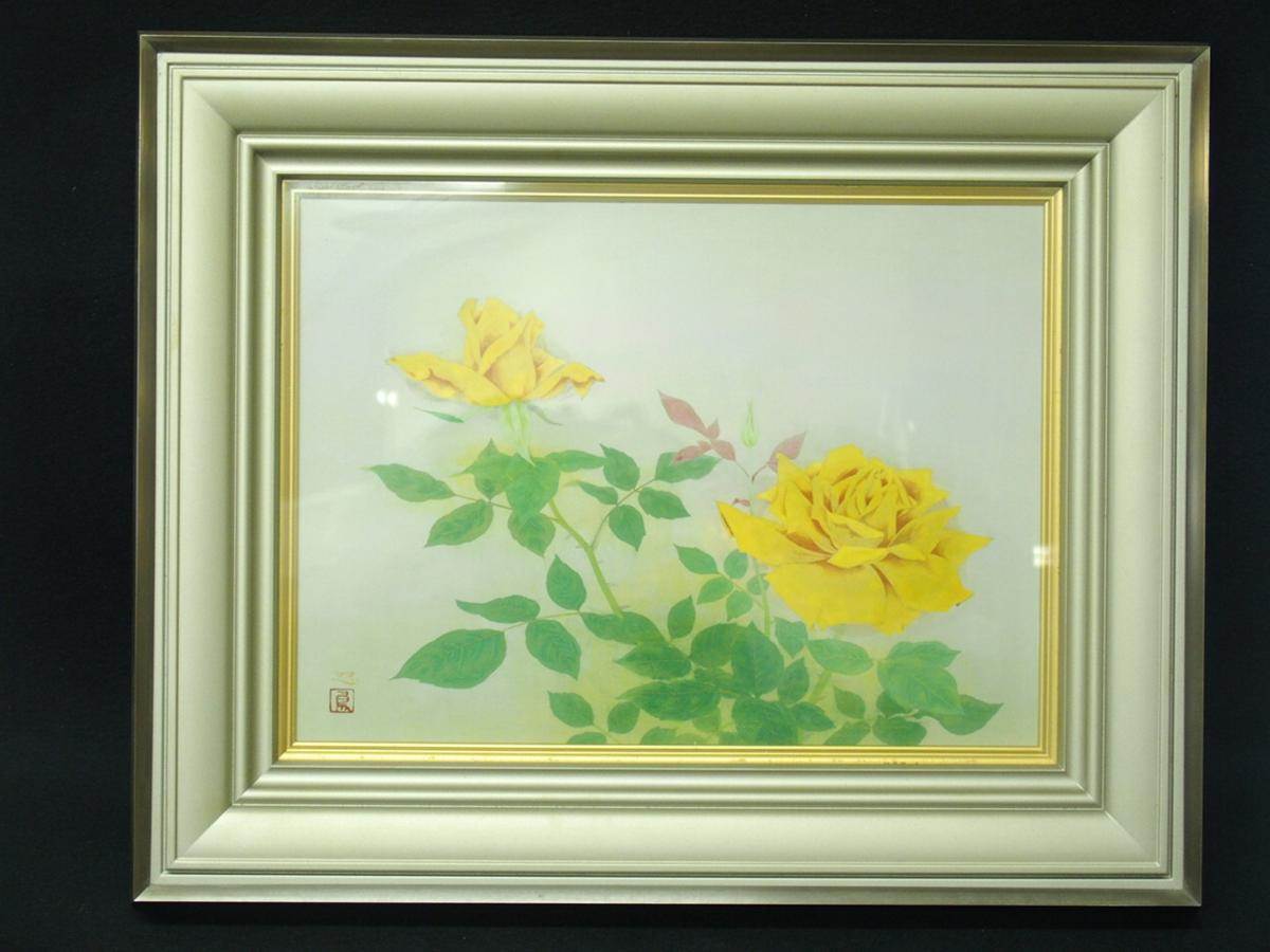 霜鳥忍『花薔薇』8号 共シール 人気画家 はなそうび m001