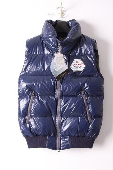 新品 LAPLAUD ラプロー MILO シャイニー ワッペン ダウンベスト 2 NAVY 40GJ6182 PN44
