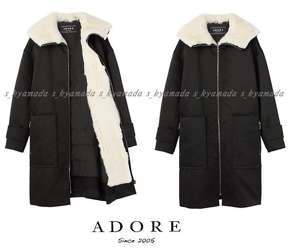 新品☆ADOREアドーア 掲載2WAYハイカウントシャンブレーコート黒36/172 