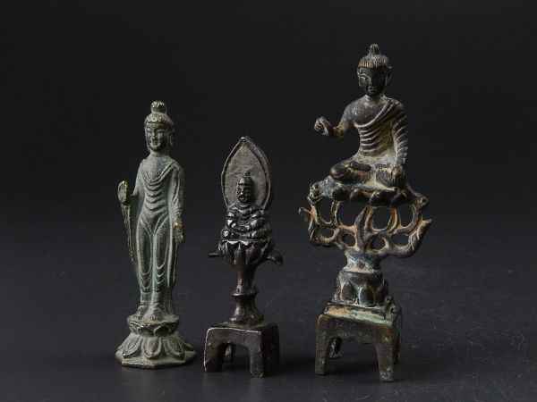 仏教美術 古銅造 仏像 三点 古作 時代物 極上品 中国古玩 初だし品