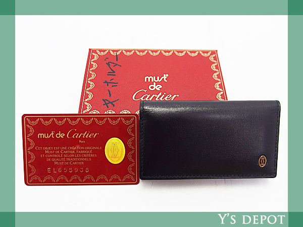 即決 Cartier カルティエ 紳士小物 メンズ キーケース 黒 本革製 6P 新品同様 ◎