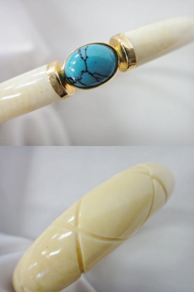 国)古物 本象牙 ブレスレット 腕輪 バングル アクセサリー 3本 開運 癒し アイボリー 部品取 168ｇ 中古イタミ有
