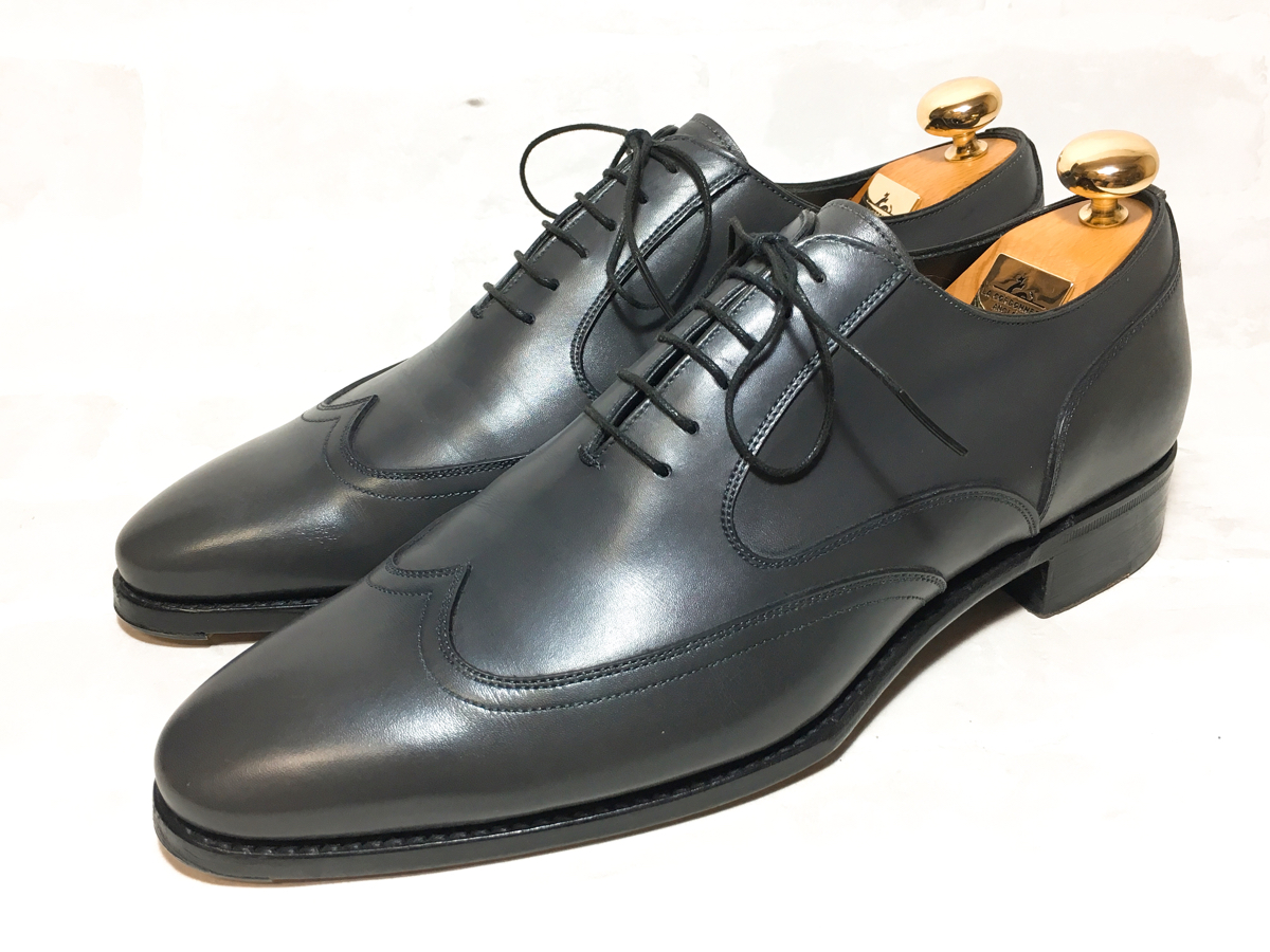 3回着【極美品】三陽山長×ユナイテッドアローズ/最高級/ウィングチップ/ビジネスシューズ/US6.5（24.5cm）/ジョンロブ/クロケット