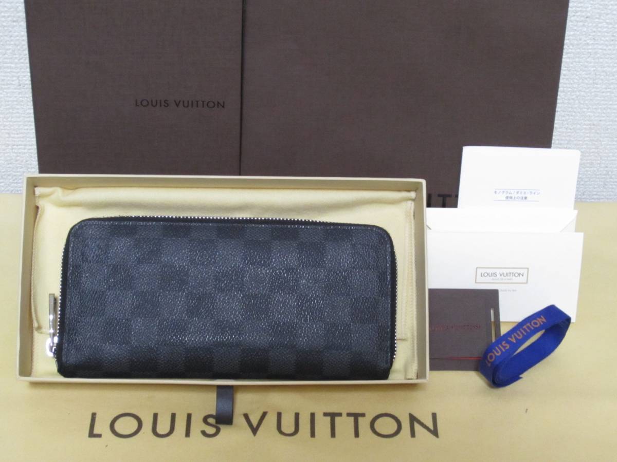 ☆正規品☆美品☆LOUIS VUITTON ルイヴィトン ダミエ グラフィット ジッピー ウォレット ヴェルティカル N63095☆1000円スタート☆