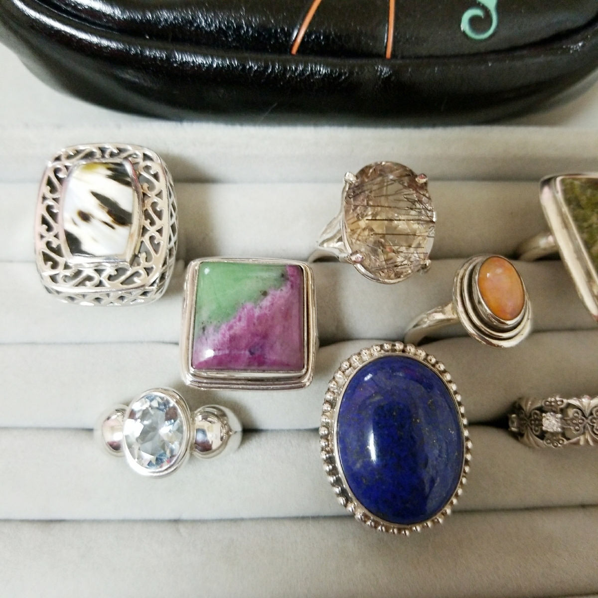 大量　ラピスラズリなど豪華ボリューム天然石リングセット(silver/925)