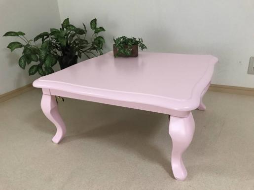 送料無料 こたつ テーブル 75㎝ コタツ かわいい 猫脚 折りたたみ ピンク （一部地域送別） こたつテーブル 折りたたみ 75×75 ホワイト カジュアルコタツ ルシファー