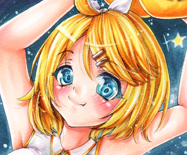 手描きイラスト☆リン 同人手描きイラスト☆VOCALOID鏡音リン☆ハロウィンかぼちゃパンツ