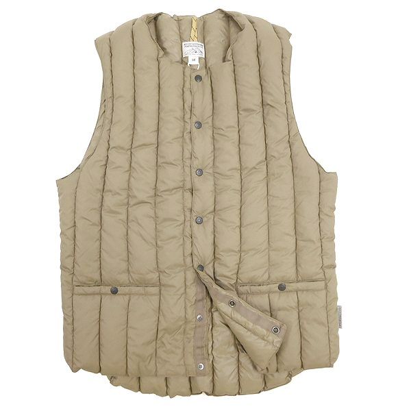 ■高級ホワイトグースダウン使用 定3万 新品 Rocky Mountain Featherbed ロッキーマウンテン ナイロン インナーダウン ベスト 40 ベージュ