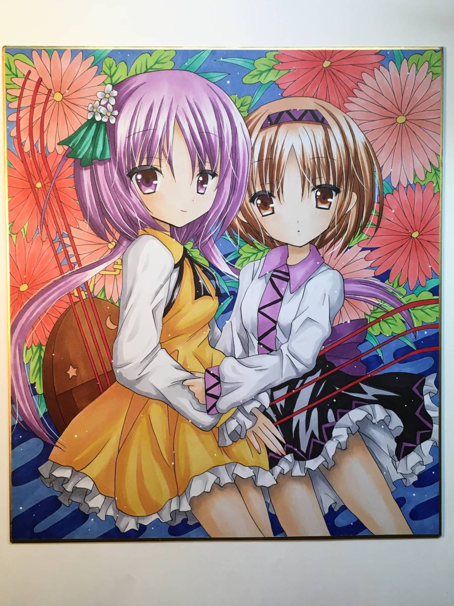 ◇ 手描き イラスト ◇ 《東方Project 九十九姉妹》 色紙 【688