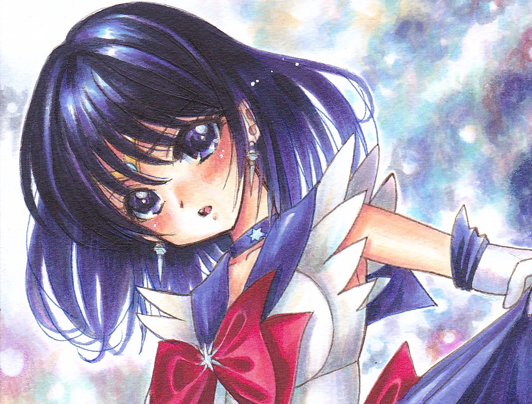 同人手描きイラスト☆セーラーサターン☆土萠ほたる 「勝負服」 A4
