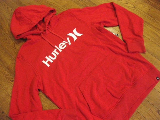 名作 本物 新品 Hurley ハーレー 裏起毛 プルオーバー スウェット パーカー レッド 赤 S