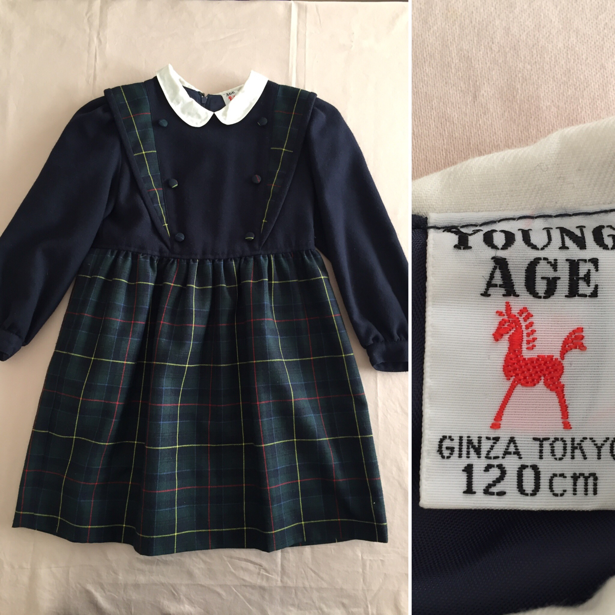フォーマル ワンピース 120 銀座高級子供服 ヤングエイジ チェック柄 