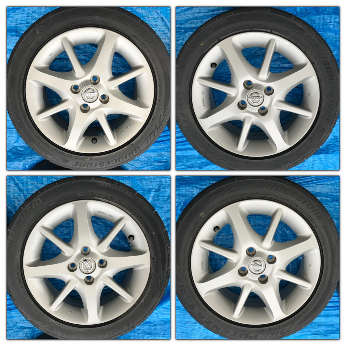 値下げ 綺麗です！マーチ12SR純正ホイール+RE11A 185/55R14 4本セット 