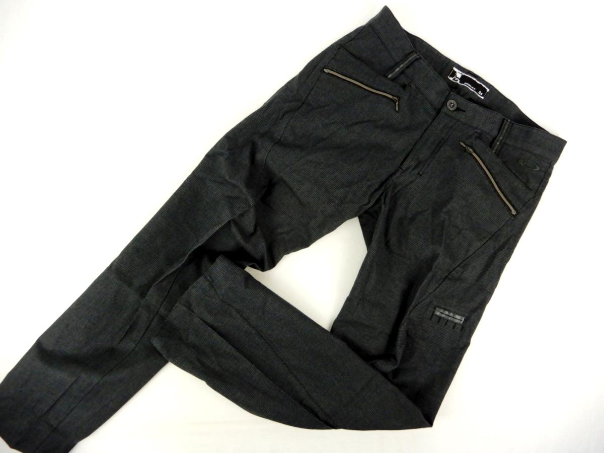 aday★【即決】★オークリー★立体仕立て♪ロングパンツ★濃グレー×チェック★34(L相当)★USED※送料510円発送可★6733