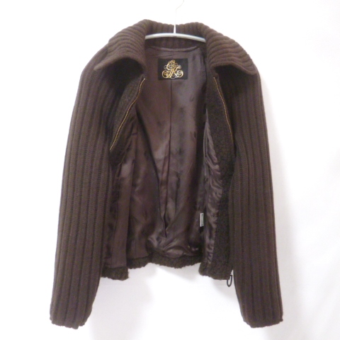 F11◇伊太利屋 イタリヤ/美品！ニット ジャケット/こげ茶 7号（Sサイズ