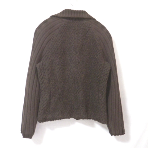 F11◇伊太利屋 イタリヤ/美品！ニット ジャケット/こげ茶 7号（Sサイズ