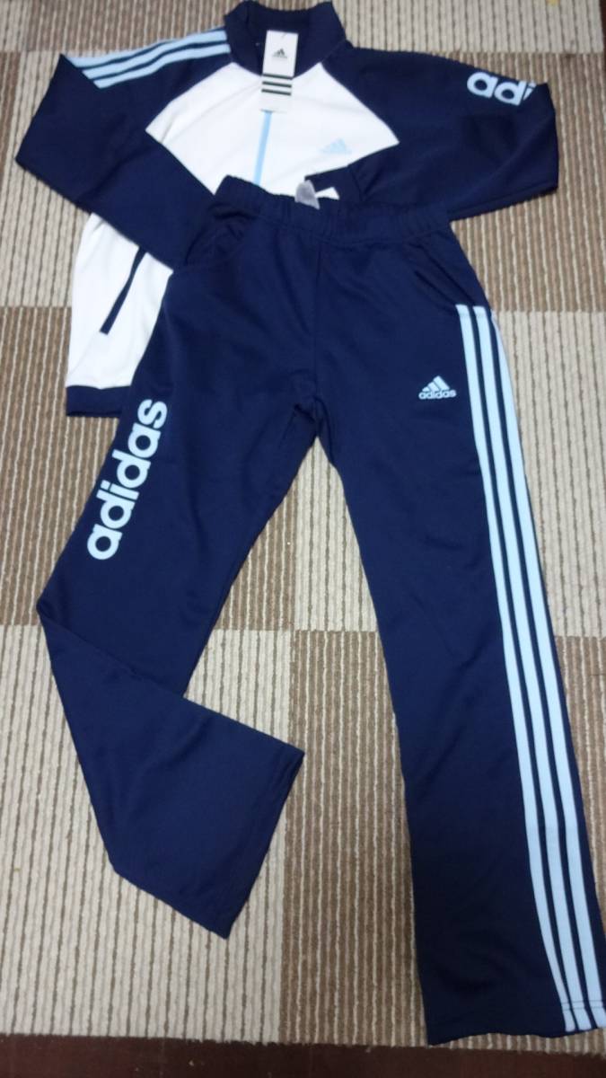 adidas　アディダス　ジャージ　上下セット　女の子用　160cm　紺白　新品タグ付