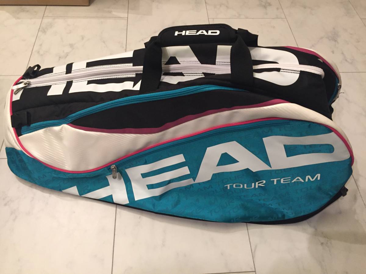 未使用品！！HEAD TOUR TEAMラケットバッグ９本収納　ターコイズピンクホワイト　大切なラケットを熱から守るCCT機能付き！