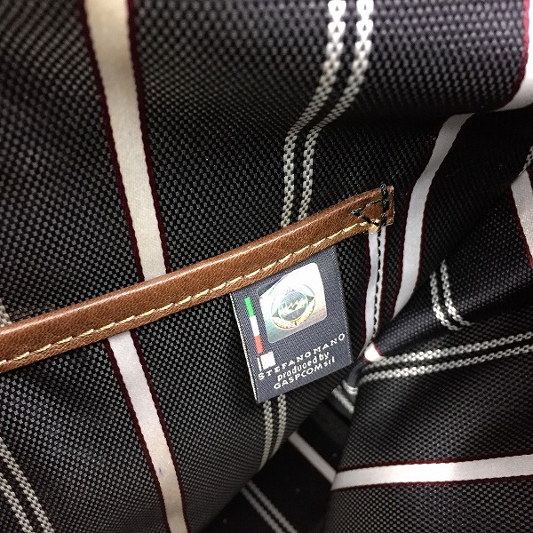 ●美品 美色 ステファノマーノ ブリーフ ビジネス バッグ 書類カバン ナイロン 紺ネイビー K1120