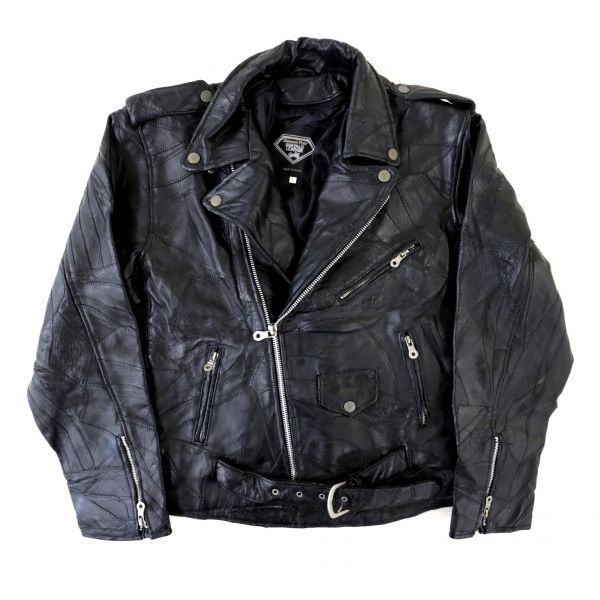 Diamond Plate BUFFALO LEATHER ダブルライダース パッチワークレザージャケット 黒 (L) D9992