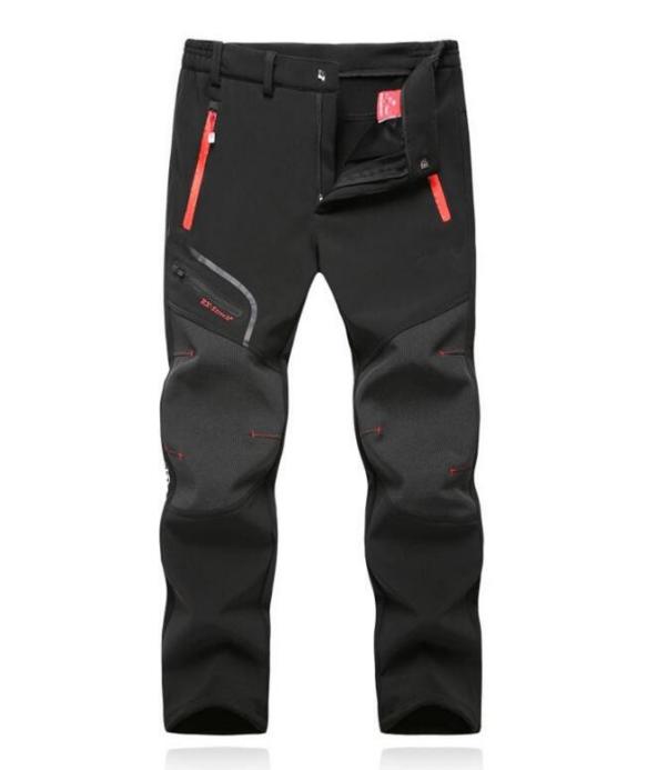 フリースアウトドアパンツ トレッキング 切替 山登りメンズ スポーツウェア 防水 防寒着 登山 裏起毛 ブラック4XL