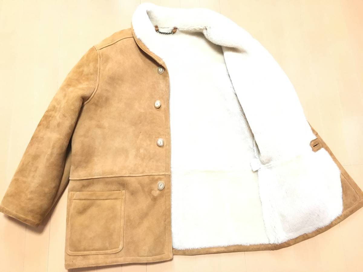 超☆高額【激レア】センス抜群◎RALPH LAUREN☆最高級カナダ・本物ムートン ショールカラー ランチコート★ビンテージ RRL