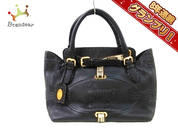 フェンディ FENDI バッグ トートバッグ レザー ダークブラウン 型押し加工 8BN155 セレリア