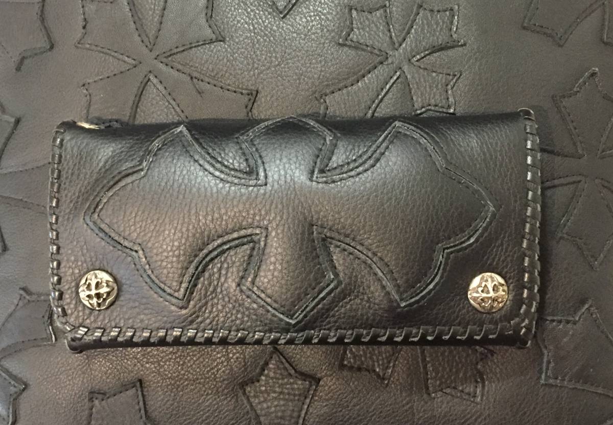 A&G レザーロングウォレット 長財布 クロスモチーフ