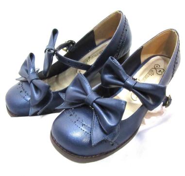 metamorphose ダブルリボンストラップ シューズ メタモルフォーぜ シルバーネイビー 靴 ブーツ