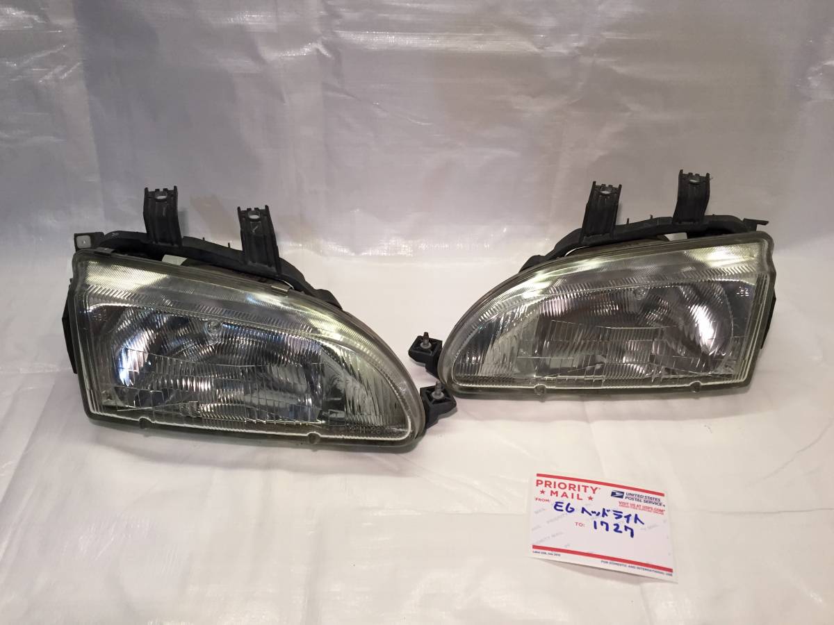 US HONDA　USDM ホンダ シビック EG6 EJ1 ハッチバック　セダン　クーペ　純正　ガラス　スタンレー製　ヘッドライト US仕様 送料無料