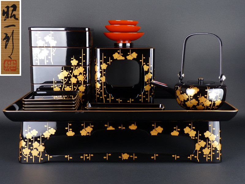 金沢漆芸　清水英姿作　金蒔絵　盃　共箱　N　6970 時代 | 黒漆蒔絵盆 時代箱付(19世紀) 輪島塗 杯(盃) 江戸時代・本金