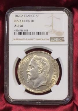 格安，安い フランス 1870年A NGC AU58 ナポレオン3世 5フラン銀貨(ヨーロッパ)｜売買されたオークション情報、yahooの商品情報をアーカイブ公開 - オークファン ヨーロッパ