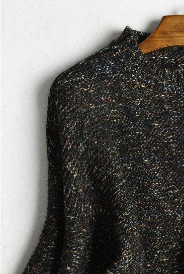 ★★★新品上質　カシミヤ100％　肉厚暖かいミックスニット　セーター　プルオーバー　M　黒★★★　a