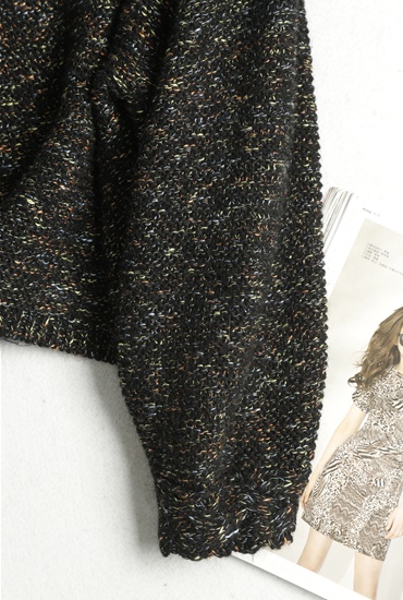 ★★★新品上質　カシミヤ100％　肉厚暖かいミックスニット　セーター　プルオーバー　M　黒★★★　a