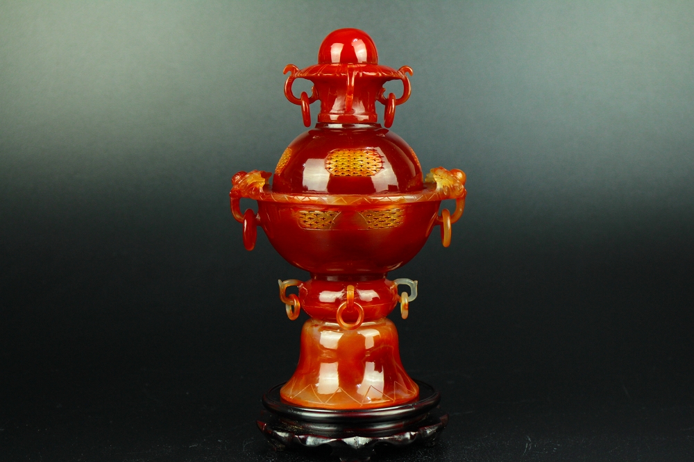 ひつじ】中国美術 赤瑪瑙飾香炉 台付 鑑定書付 アゲートメノウ ♯2 Yahoo!