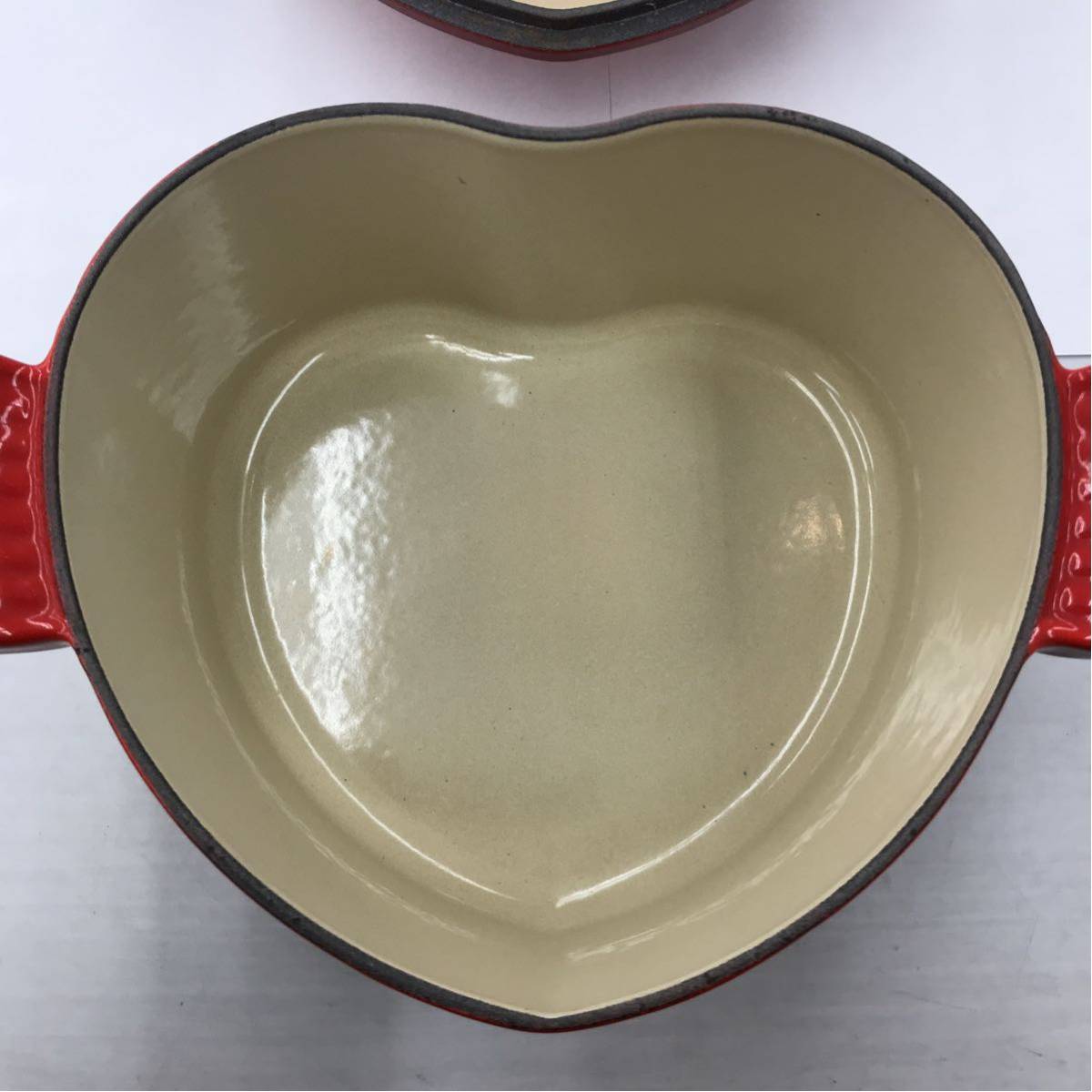 LE CREUSET ル・クルーゼ ハート 鍋 チェリーレッド 19×25×10 送料700円