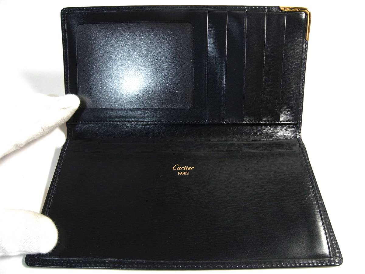 レア 新品同様 廃盤 Cartier カルティエ 二つ折り長札入れ サファイア 