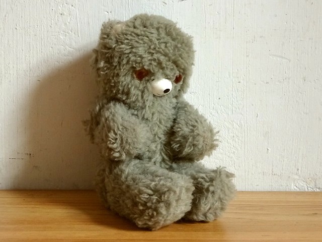 アンティークテディベア ぬいぐるみベアくま34㎝ ○○グレーのDDRベア (20cm)○○GDR東ドイツレトロビンテージ