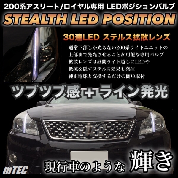 mTEC■200系 20 クラウン 専用 ステルス LED ポジション スモール ホワイト■