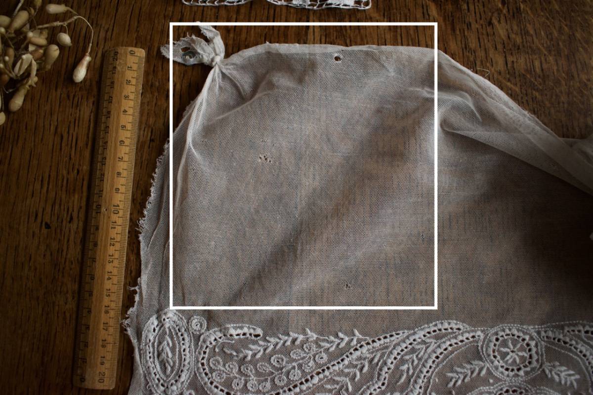 フランス アンティーク チュールレース お花刺繍 ガロンレース 