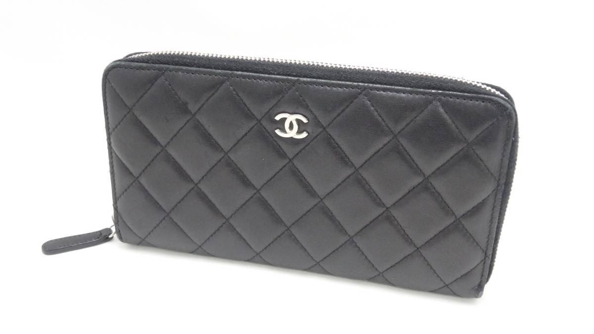 1円】シャネル CHANEL マトラッセ ラウンドファスナー 長財布 