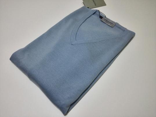 メンズ M 新品 ジョンスメドレー 最高級メリノウール 上品なVネックセーター BLENHEIM HAYWARD BLUE JOHN SMEDLEY イギリス製★